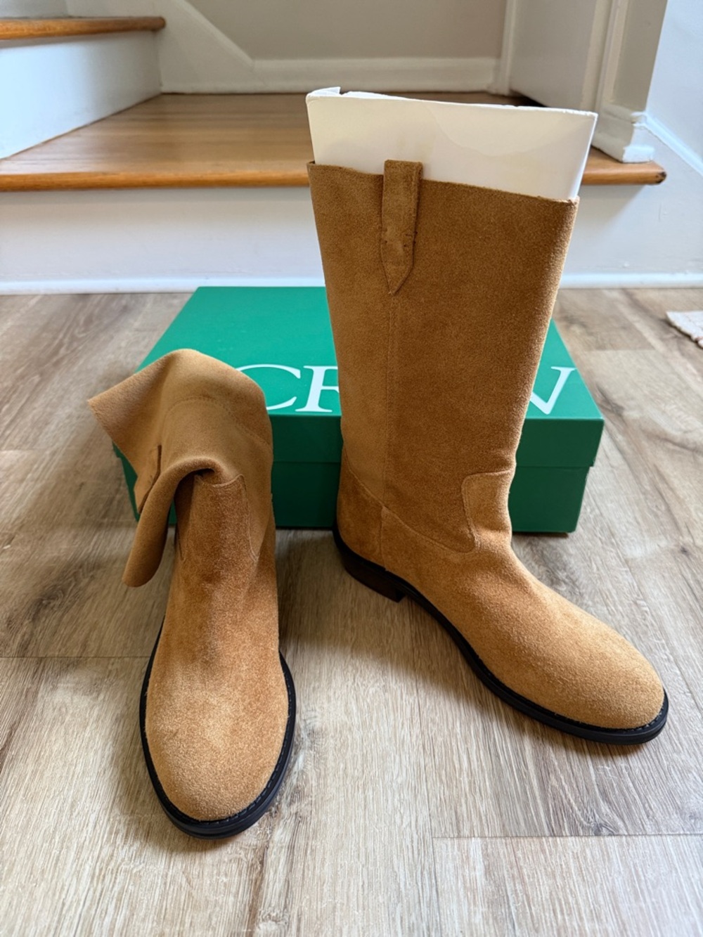 NWT J. Crew Tan Suede Mid-Calf Western Boots - Picture 3 of 9